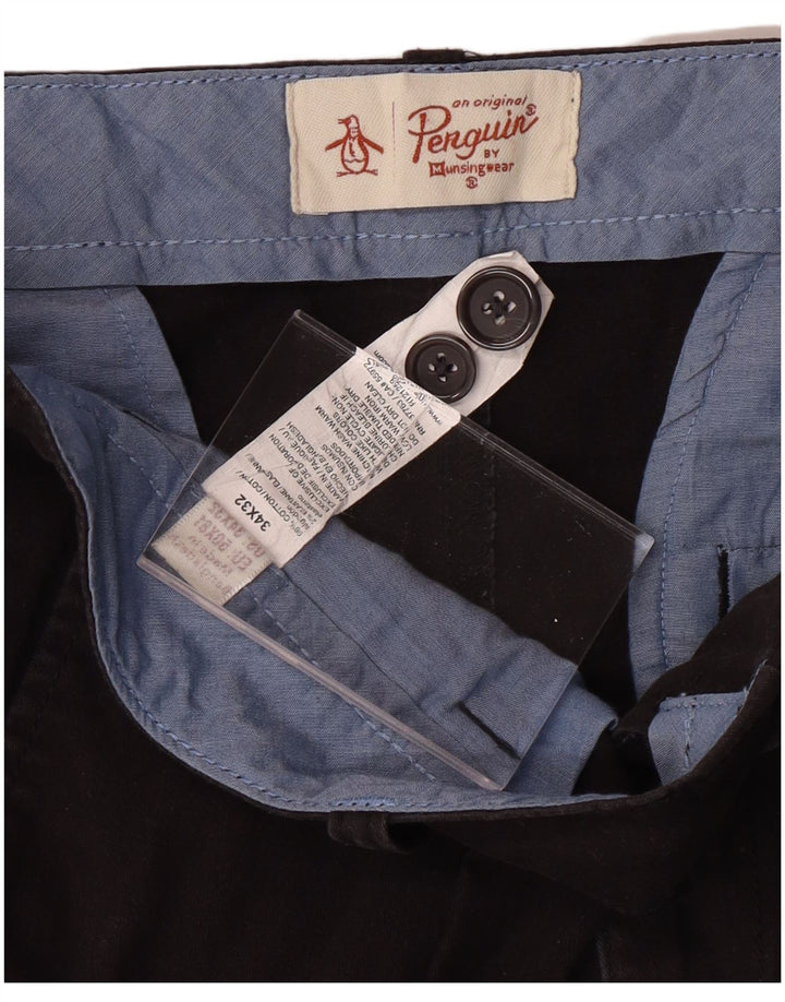 Pantaloni chino drepți pentru bărbați PENGUIN L34 L32 bumbac negru