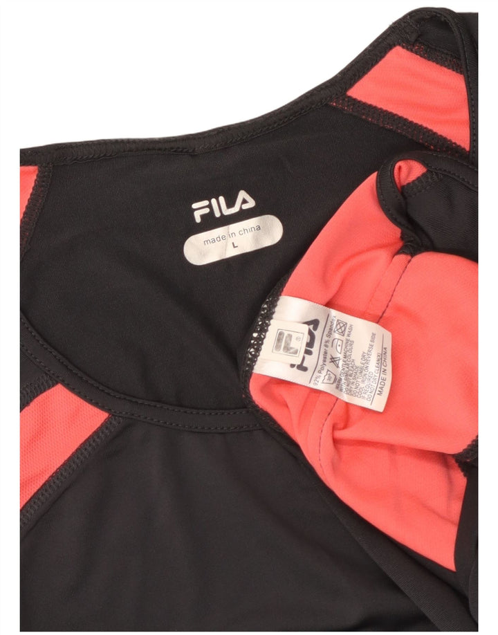 Top tricou FILA pentru femei UK 14, mare, negru, poliester color bloc