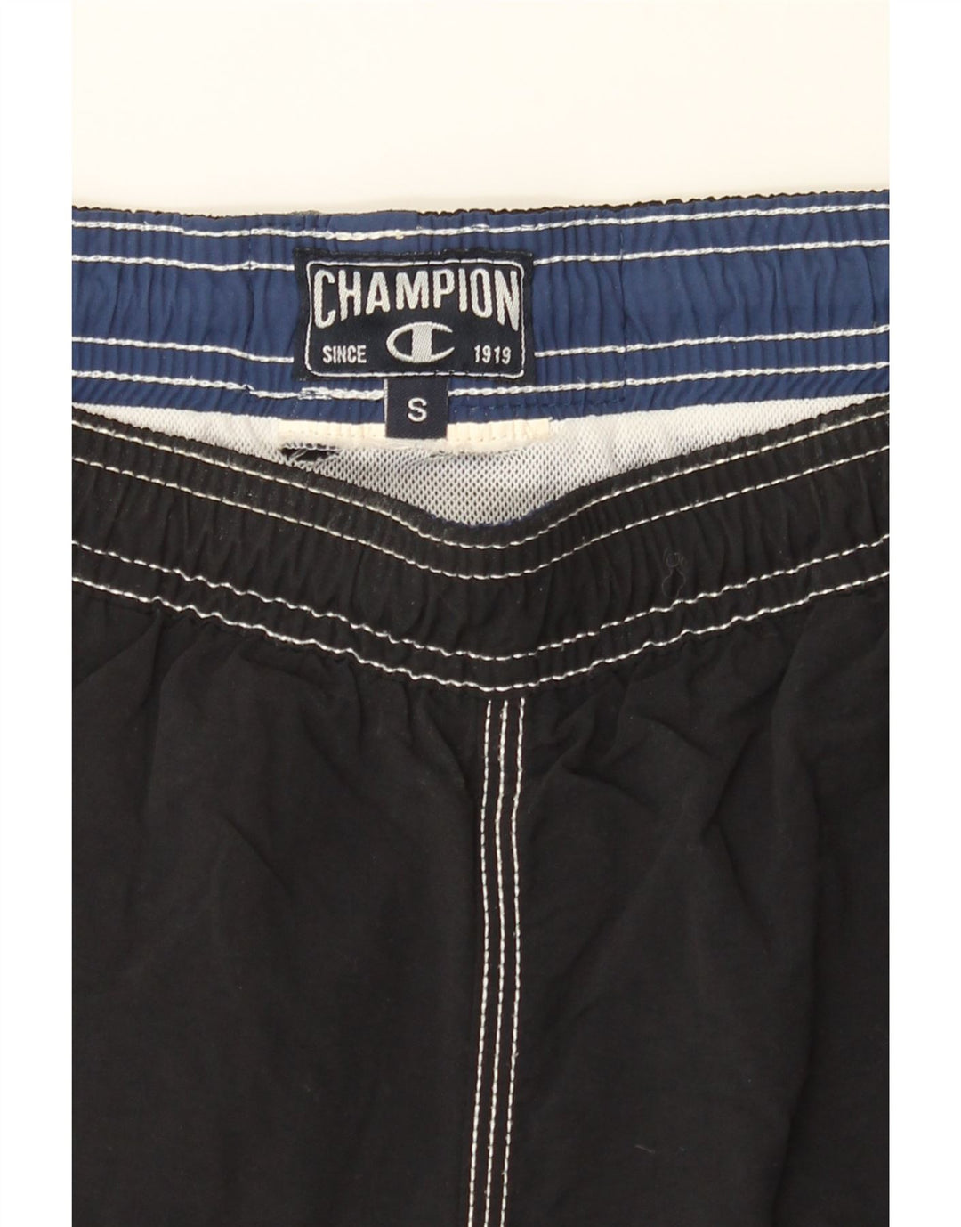 CHAMPION Mens Graphic Swimming Shorts Small Black Vintage Champion and Second-Hand Champion from Messina Hembry 