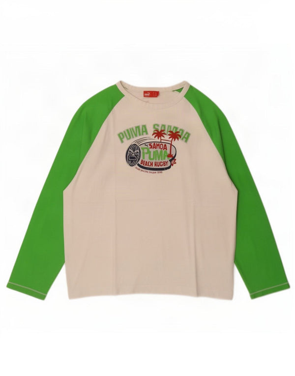 Puma Boys Graphic Top mânecă lungă 13-14 ani, bumbac color bloc alb