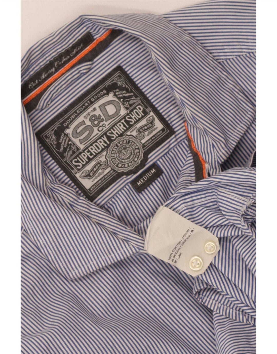 Cămașă pentru bărbați Superdry, bumbac cu dungi albastre medii