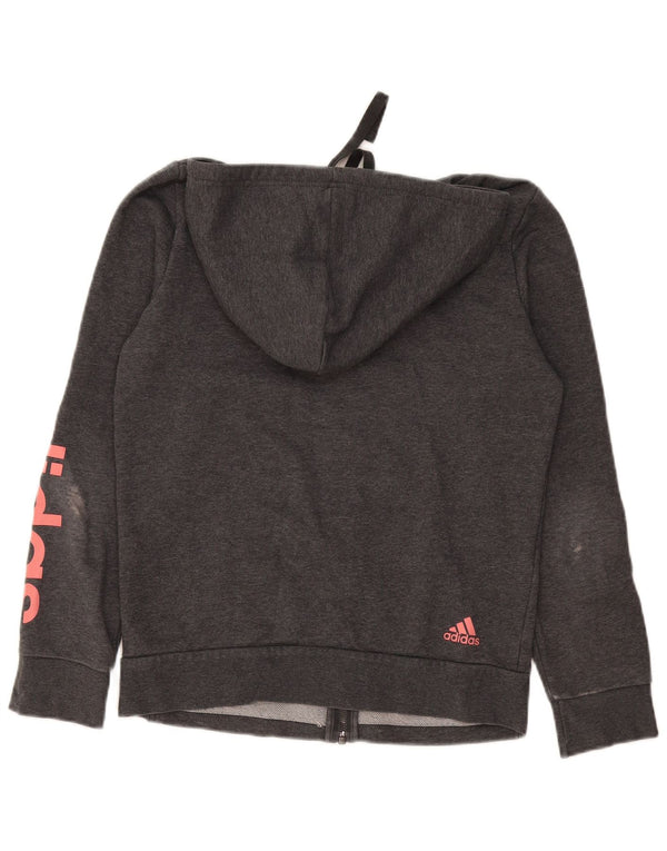 Pulover Adidas pentru femei Graphic Zip Hoodie UK 12/14 Medium Gri Bumbac