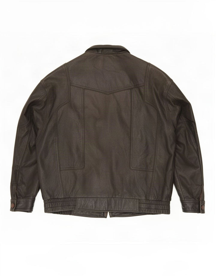 Jachetă de piele vintage pentru bărbați IT 56 3XL neagră