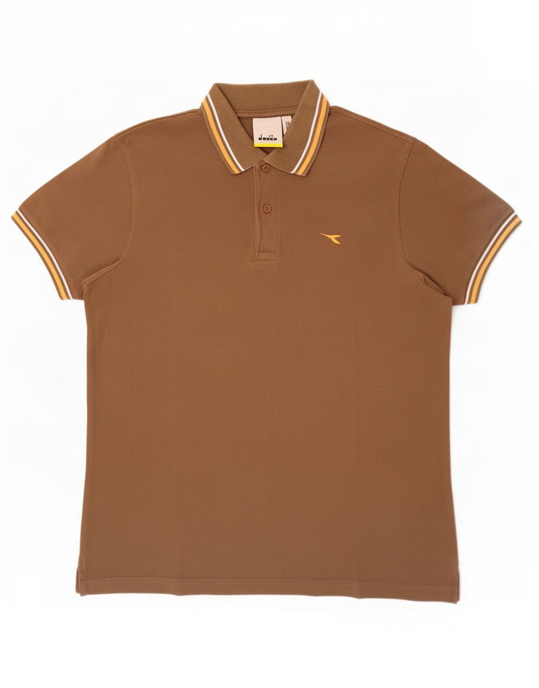 Tricou polo pentru bărbați Diadora, bumbac cu dungi maro mediu