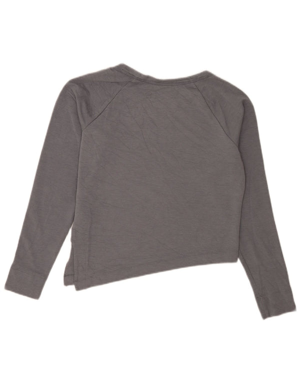 Nike Womens Crop Graphic Top Long Sleeve UK 8 Small Grey Viscose Sports