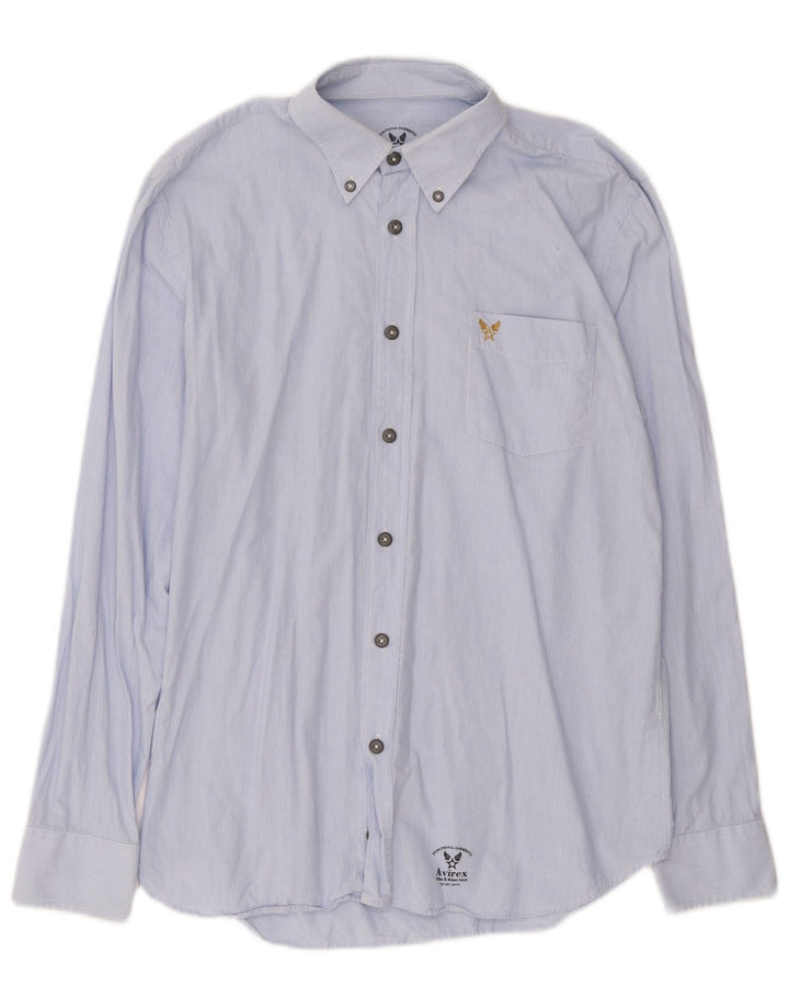 Cămașă Avirex pentru bărbați, albastru mediu, cu dungi