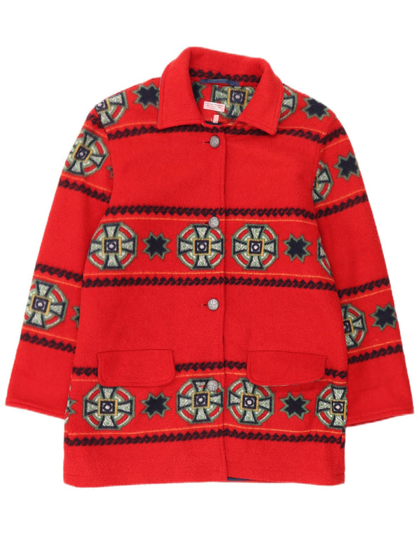 Pardesiu supradimensionat vintage pentru femei UK 16, mare, roșu, poliester geometric