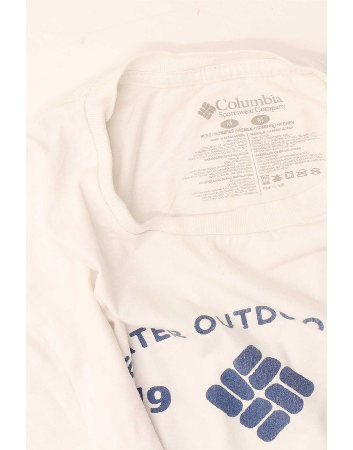 Tricou grafic Columbia pentru bărbați Top mediu din bumbac alb
