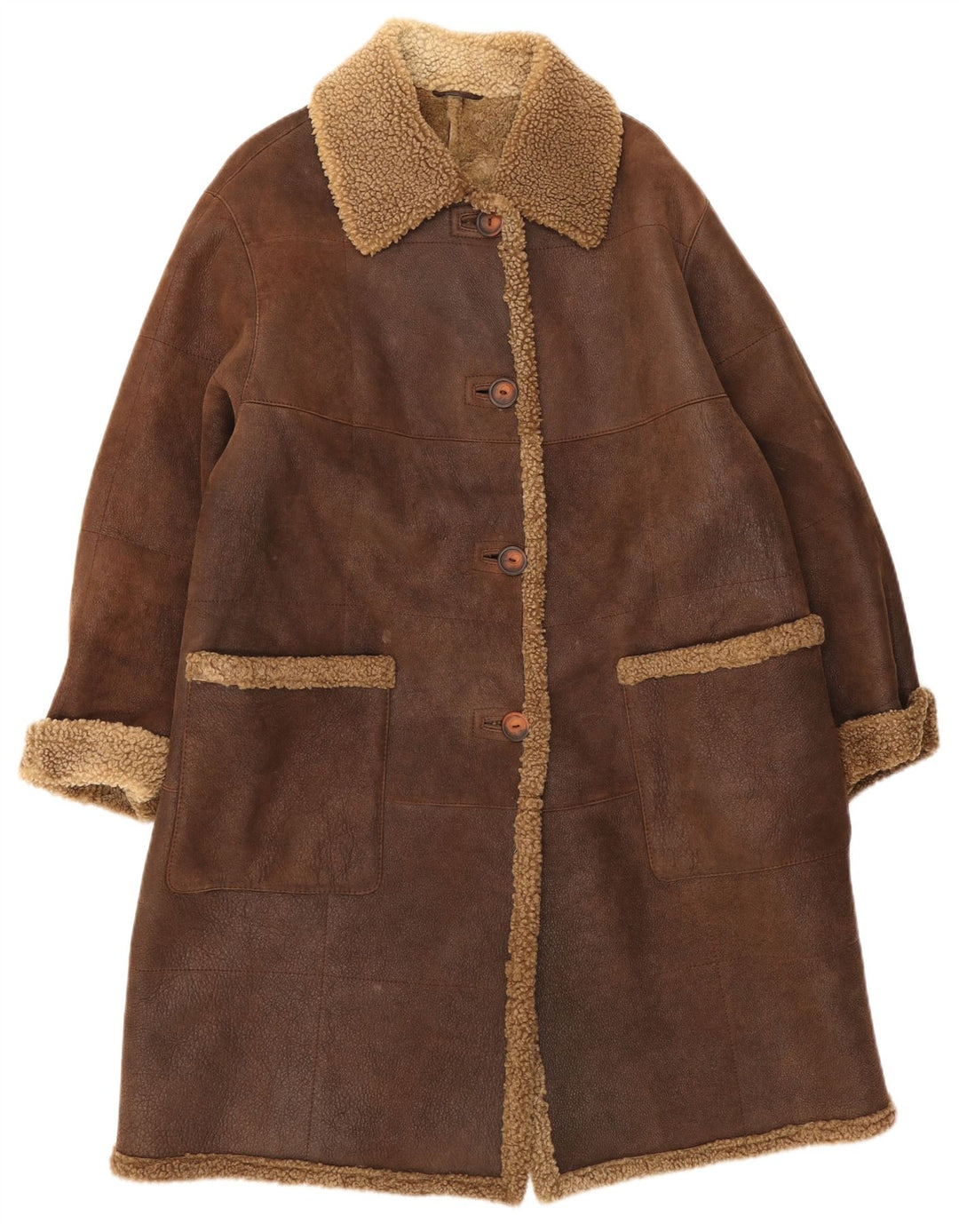 Palton din shearling pentru femei Conbipel UK 14 mare maro