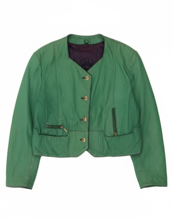 Jachetă Vintage pentru femei Crop 4 Button EU 42 Large Green