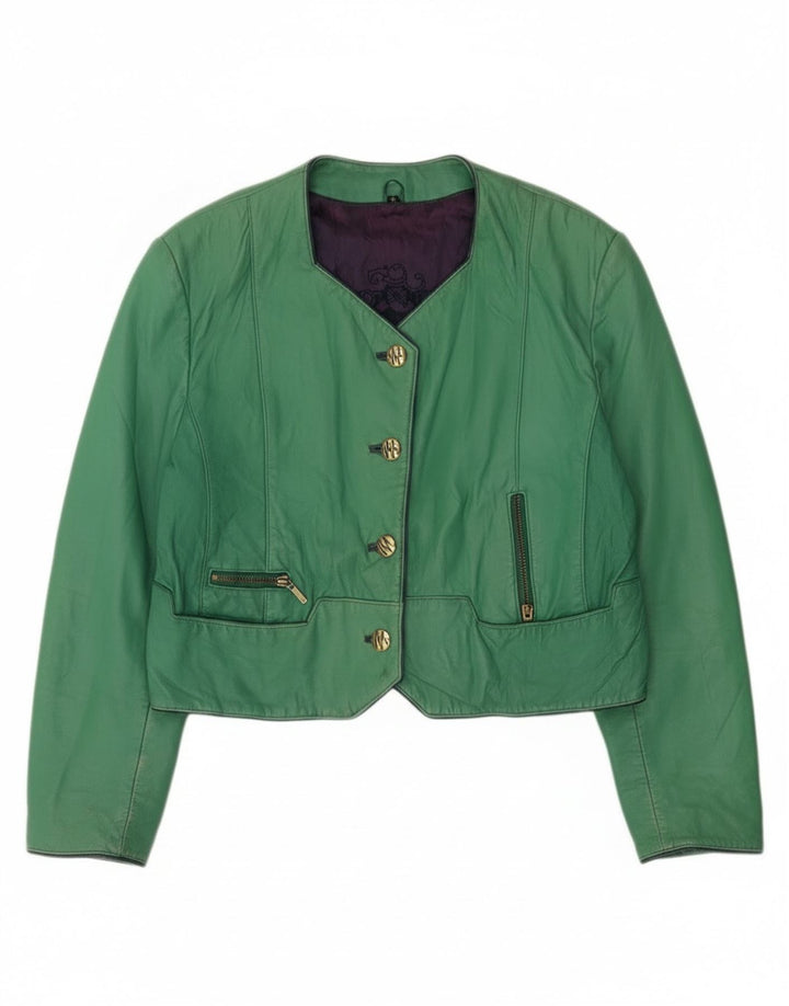 Jachetă Vintage pentru femei Crop 4 Button EU 42 Large Green
