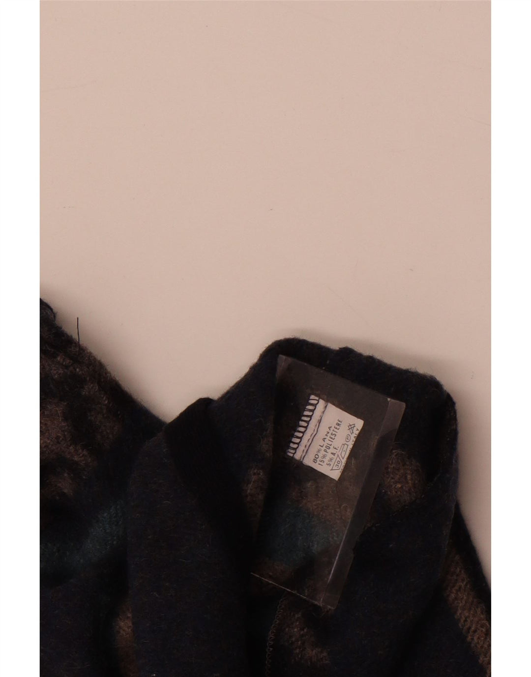 Vestă vintage pentru bărbați, lână Fair Isle, albastră medie