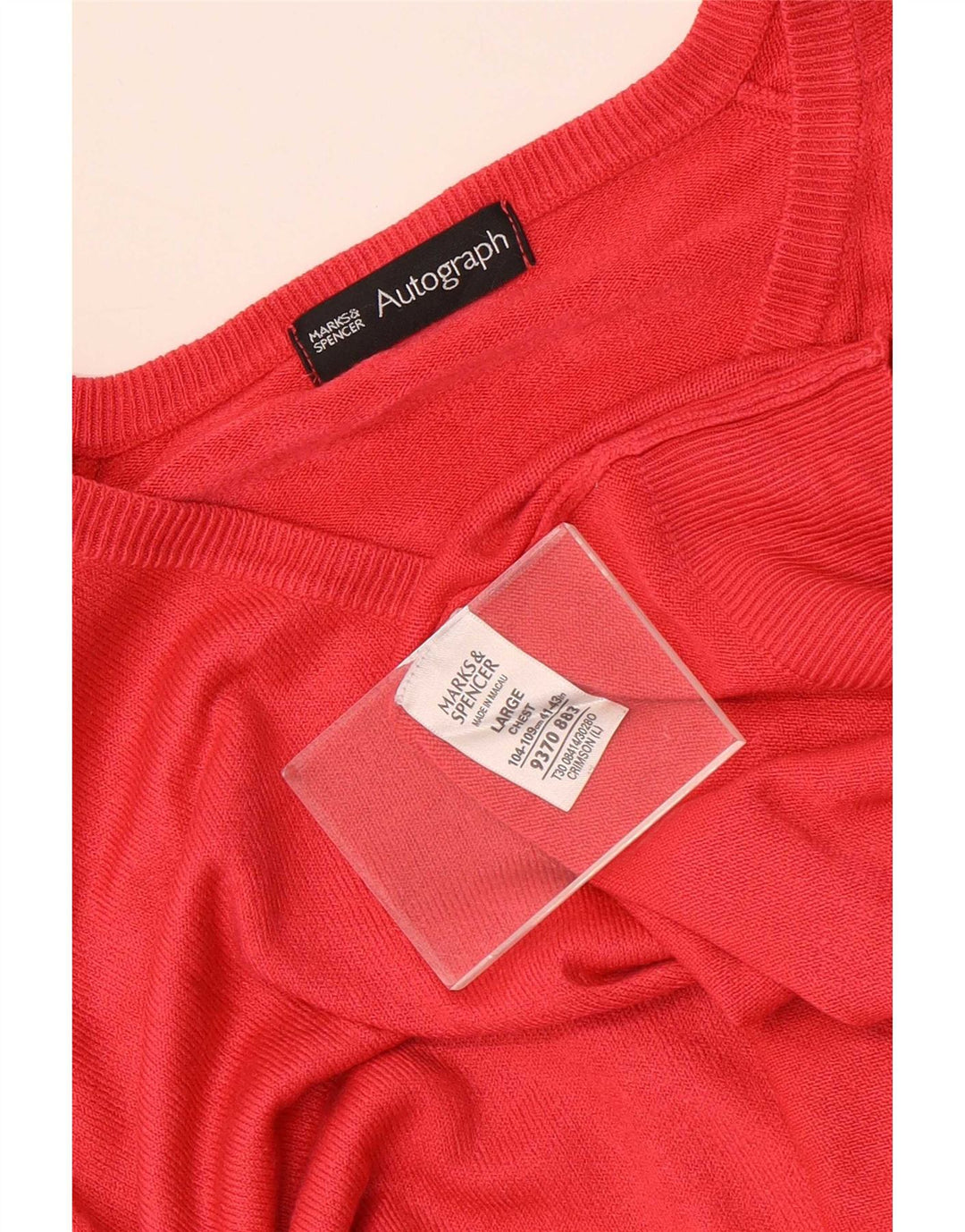 Pulover cu decolteu în V cu autograf pentru bărbați Marks & Spencer, mare, roșu acrilic