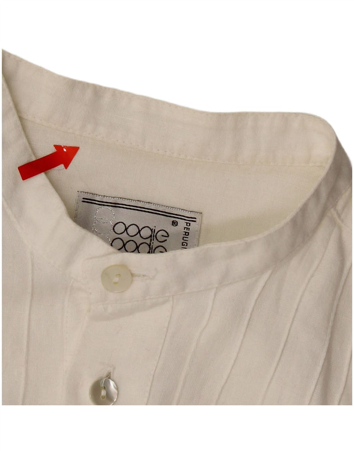 Cămașă vintage pentru bărbați cu mâneci 3/4, alb mediu