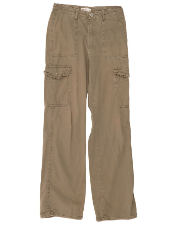 Pantaloni cargo largi pentru femei Zara EU 36 XS W26 L31 Kaki Bumbac