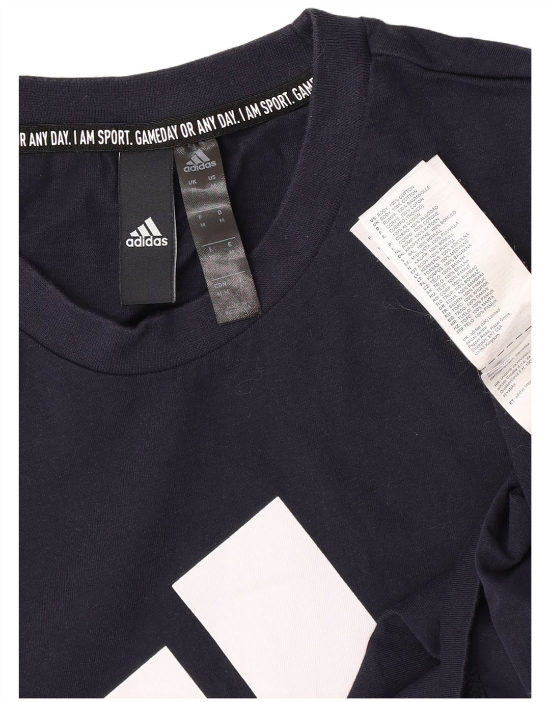 Tricou grafic pentru bărbați Adidas Top mediu din bumbac bleumarin