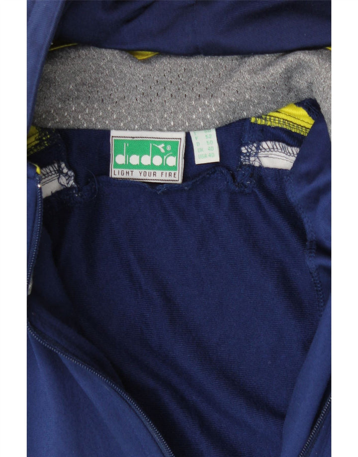 DIADORA Mens Tracksuit Top Jacket UK 40 Medium Navy Blue Colourblock Vintage Diadora and Second-Hand Diadora from Messina Hembry 