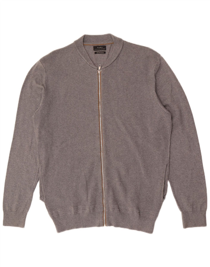 Pulover cardigan pentru bărbați Zara XL bumbac gri