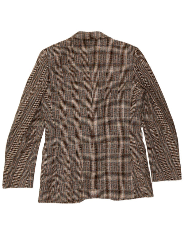 Jachetă vintage pentru bărbați cu 3 nasturi IT 46 mic maro Houndstooth