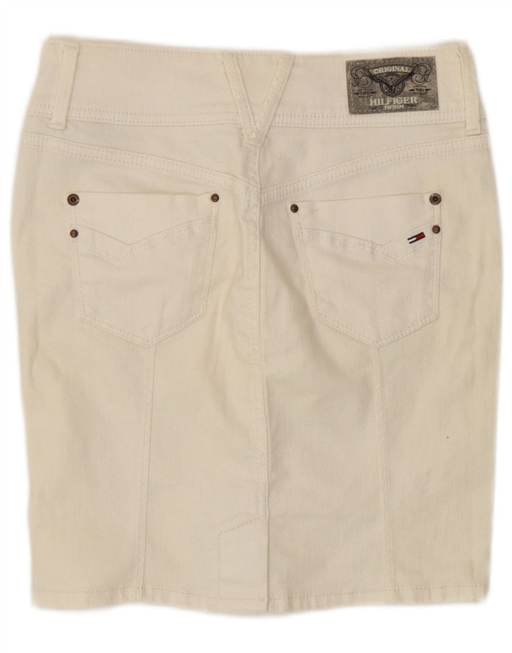 Fusta de blugi pentru femei Tommy Hilfiger W28 bumbac alb mediu