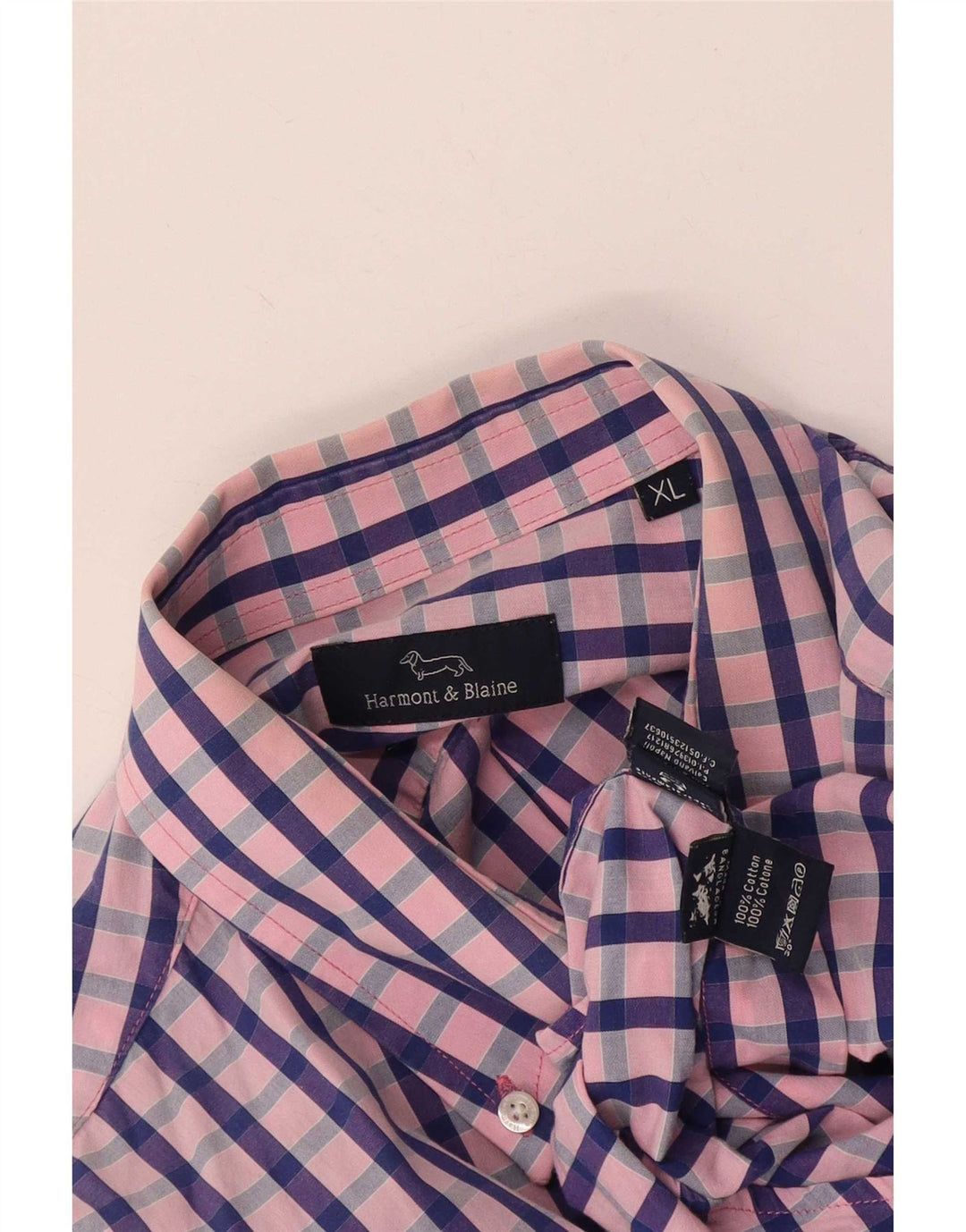Cămașă pentru bărbați Harmont & Blaine XL, bumbac vichy roz