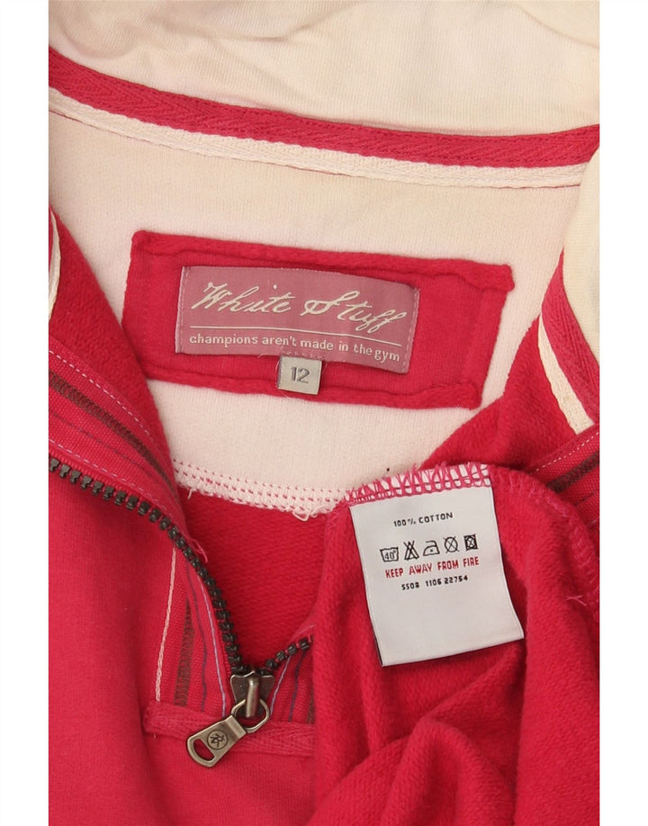 Pulover pentru femei White Stuff, cu fermoar, cu gât, UK 12, bumbac roz mediu