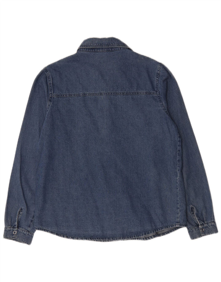 Cămașă de denim vintage pentru femei UK 14, bumbac albastru mediu