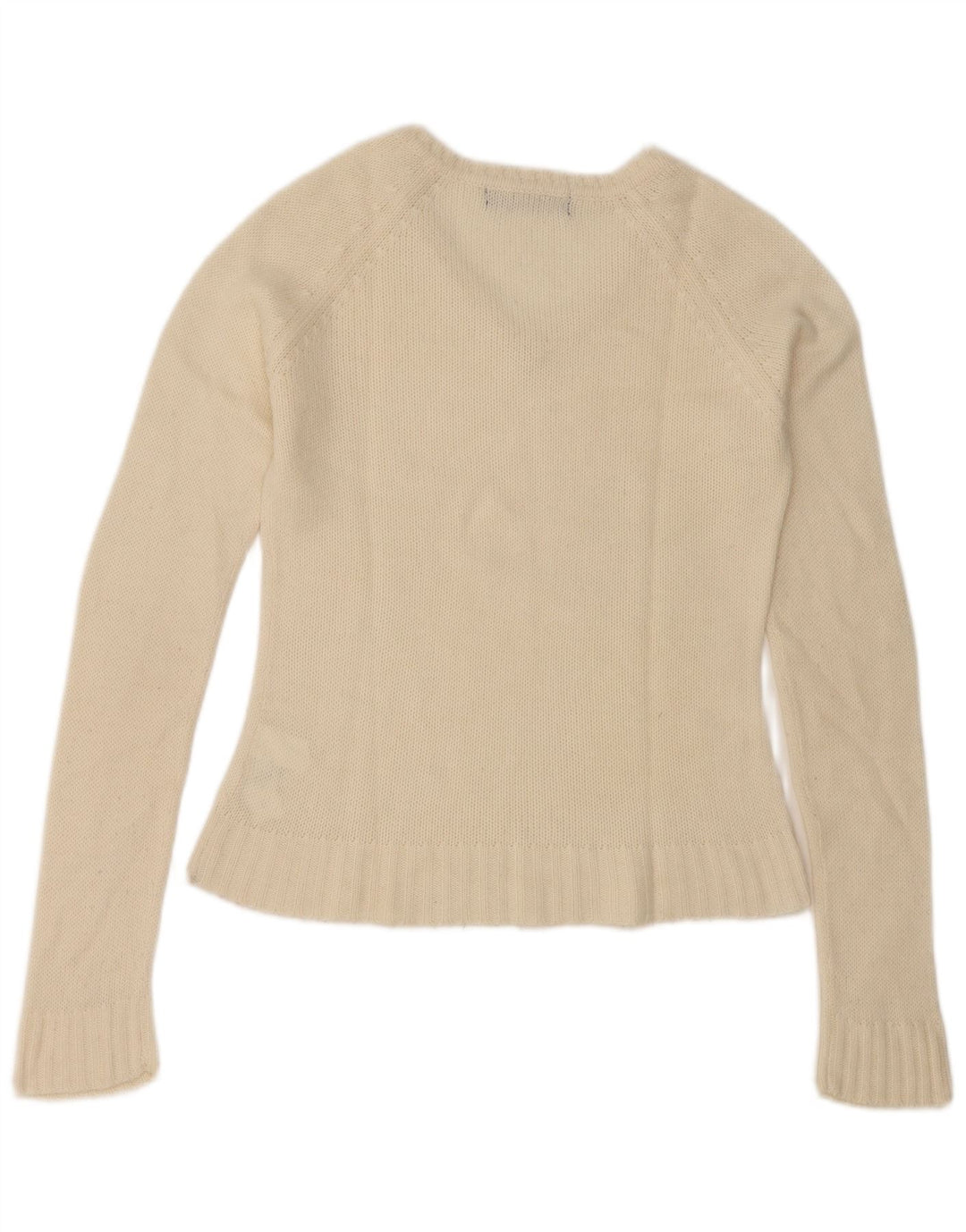 Pulover cu decolteu în V Zara pentru femei UK 12 Medium Acrilic alb închis