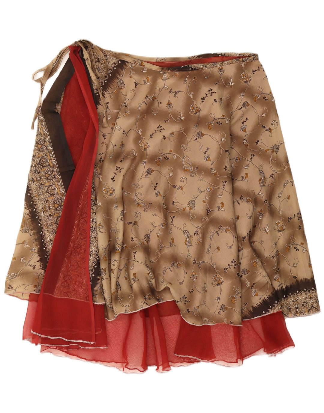 Fusta Wrap pentru femei Vintage W38 2XL Maro Floral