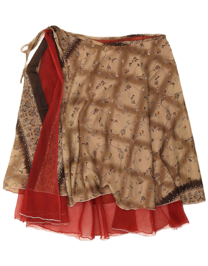 Fusta Wrap pentru femei Vintage W38 2XL Maro Floral