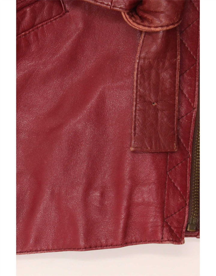 Jachetă de motociclist din piele supradimensionată pentru femei vintage EU 38 Burgundy mediu