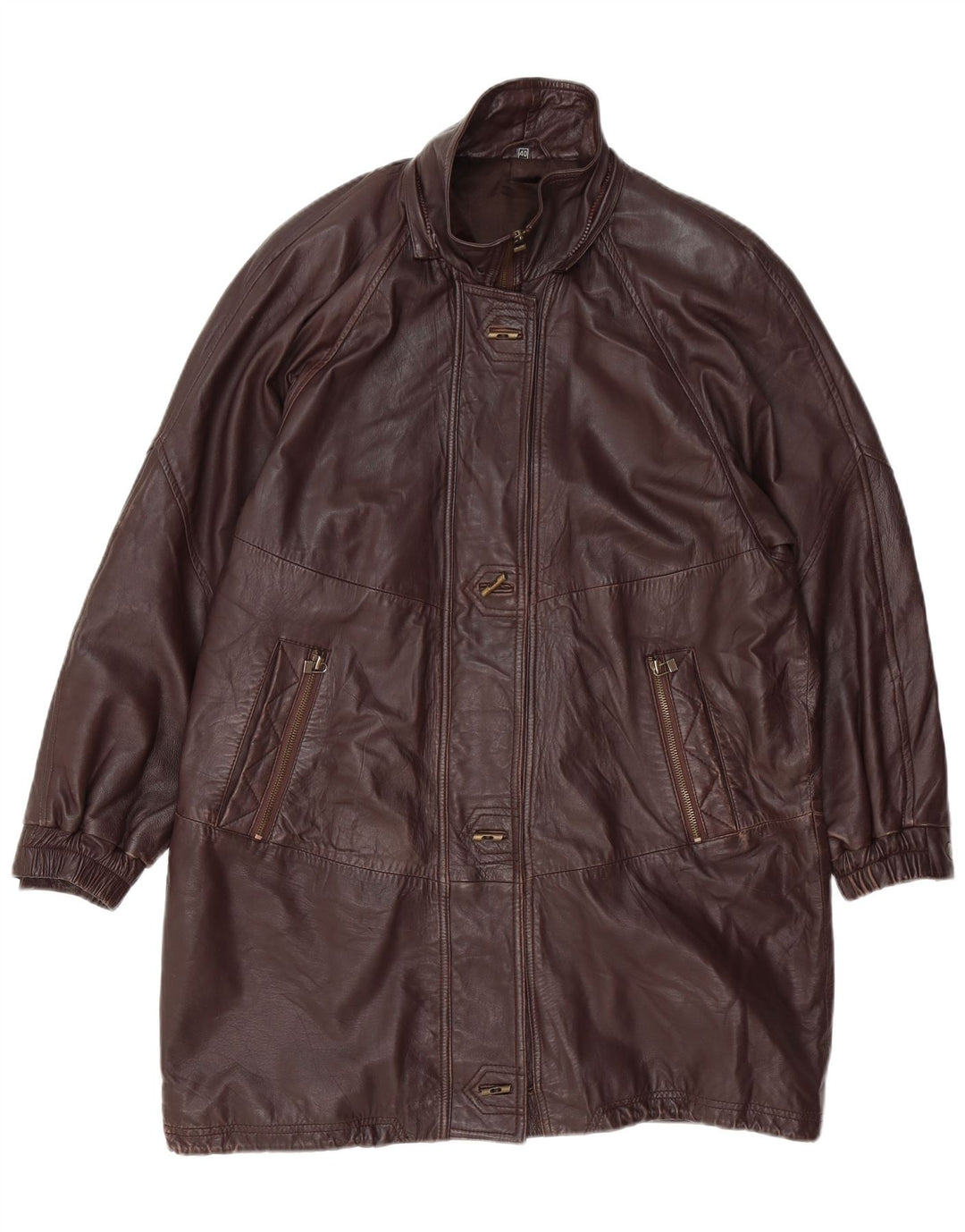 VINTAGE Palton supradimensionat din piele pentru femei EU 40 din piele maro medie