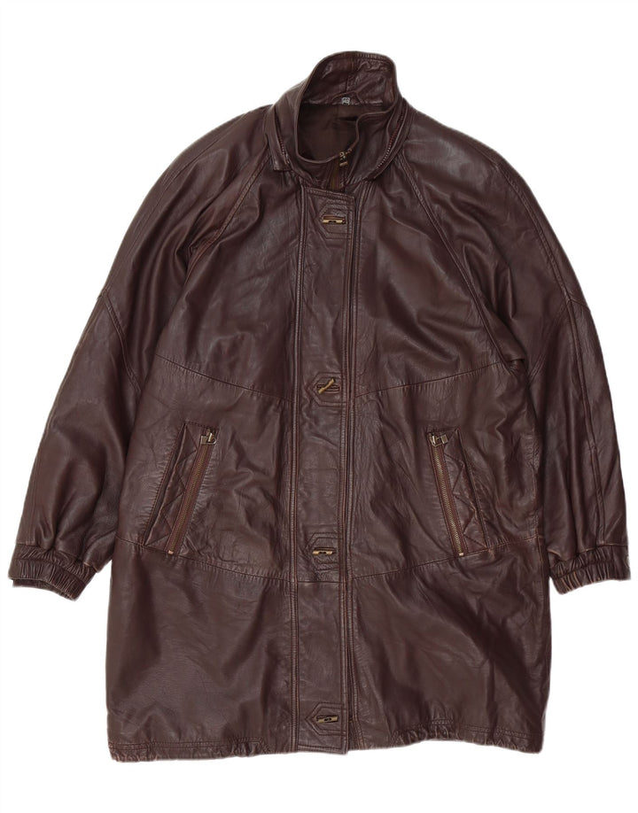 VINTAGE Palton supradimensionat din piele pentru femei EU 40 din piele maro medie