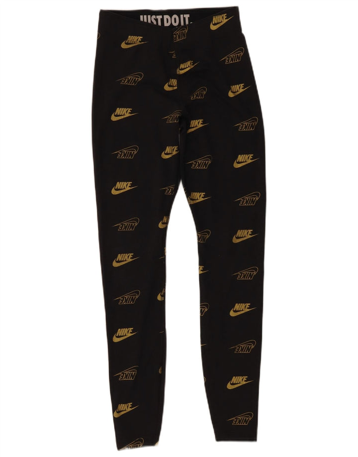 Leggings grafic Nike pentru femei UK 6 XS Logo bumbac negru