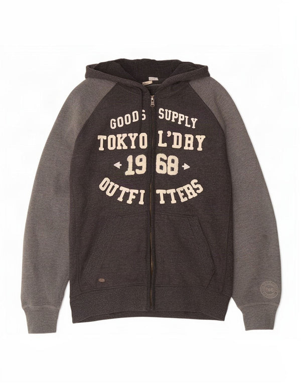 Pulover Superdry pentru bărbați, cu fermoar, cu capota, mare, gri, bumbac color bloc