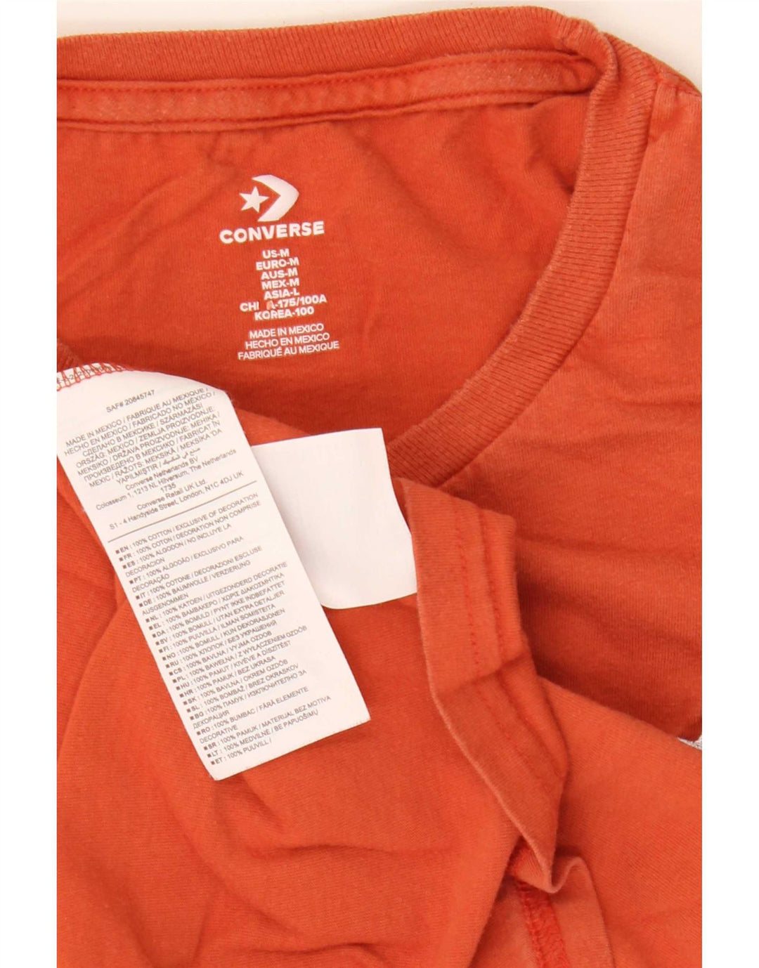 Tricou Converse pentru bărbați Top din bumbac portocaliu mediu