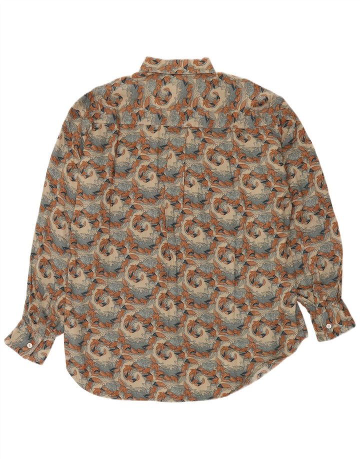 Cămașă Vintage Bărbați Medium Bej Floral Vâscoză