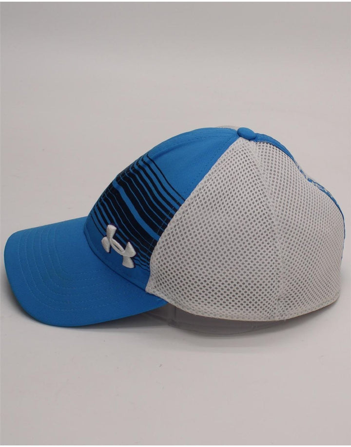 UNDER ARMOUR Mens Graphic Baseball Cap Large/XL Blue Colourblock Polyester Vintage Under Armour and Second-Hand Under Armour from Messina Hembry 