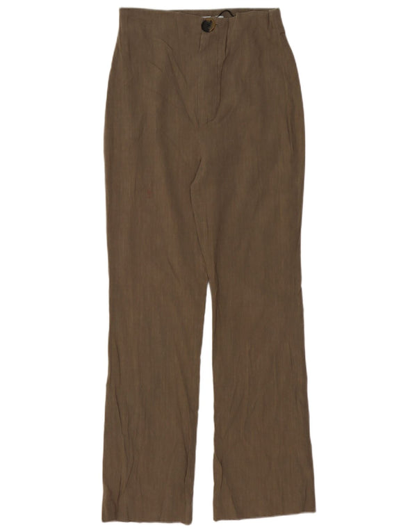 Pantaloni chino drepți cu talie înaltă pentru femei Zara Mici L26 L27 In maro