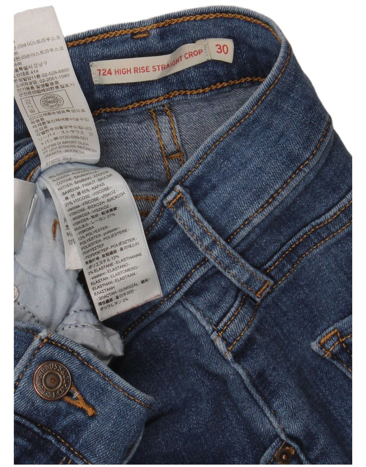 Blugi tăiați cu talie înaltă Levi's pentru femei 724, bumbac albastru L30 L22