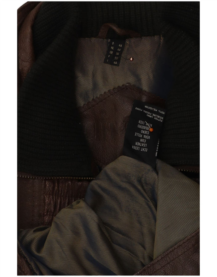 Jachetă de piele VINTAGE pentru bărbați, cu ajustare largă, UK 34 XS, piele maro