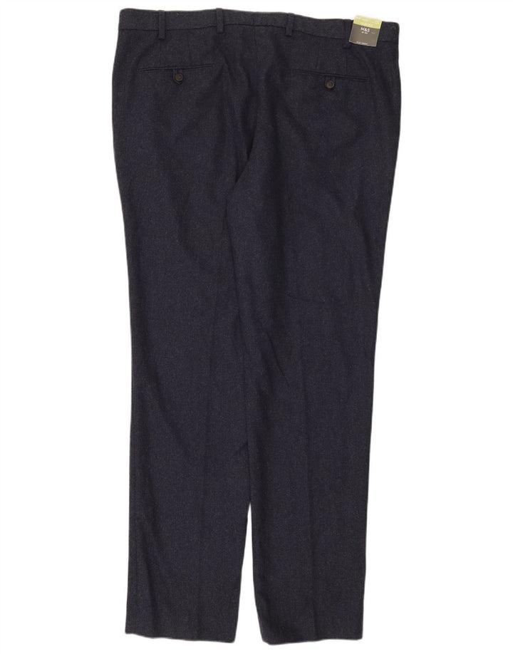 Pantaloni chino subțiri pentru bărbați Marks & Spencer L40 L33 Lână bleumarin