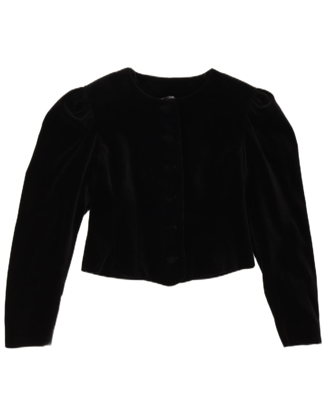 LAURA ASHLEY Jachetă Bolero pentru femei din catifea cu 6 nasturi, UK 10, bumbac negru mic