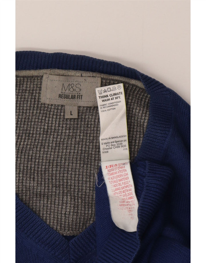 Pulover cu decolteu în V Marks & Spencer pentru bărbați, mare, albastru