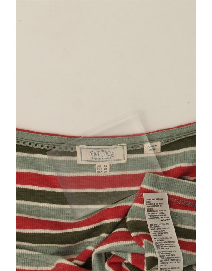 Bluză cu cămașă crop pentru femei Fat Face UK 24 4XL Bumbac cu dungi verzi