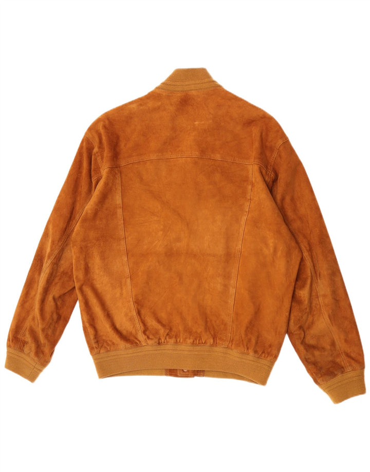 Bomber vintage pentru bărbați de piele intoarsa IT 52 mare din piele bej