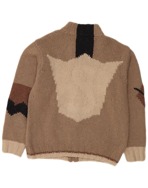 Pulover cardigan cu fermoar complet pentru bărbați Fatto a Mano, lână mare, bej, bloc de culoare