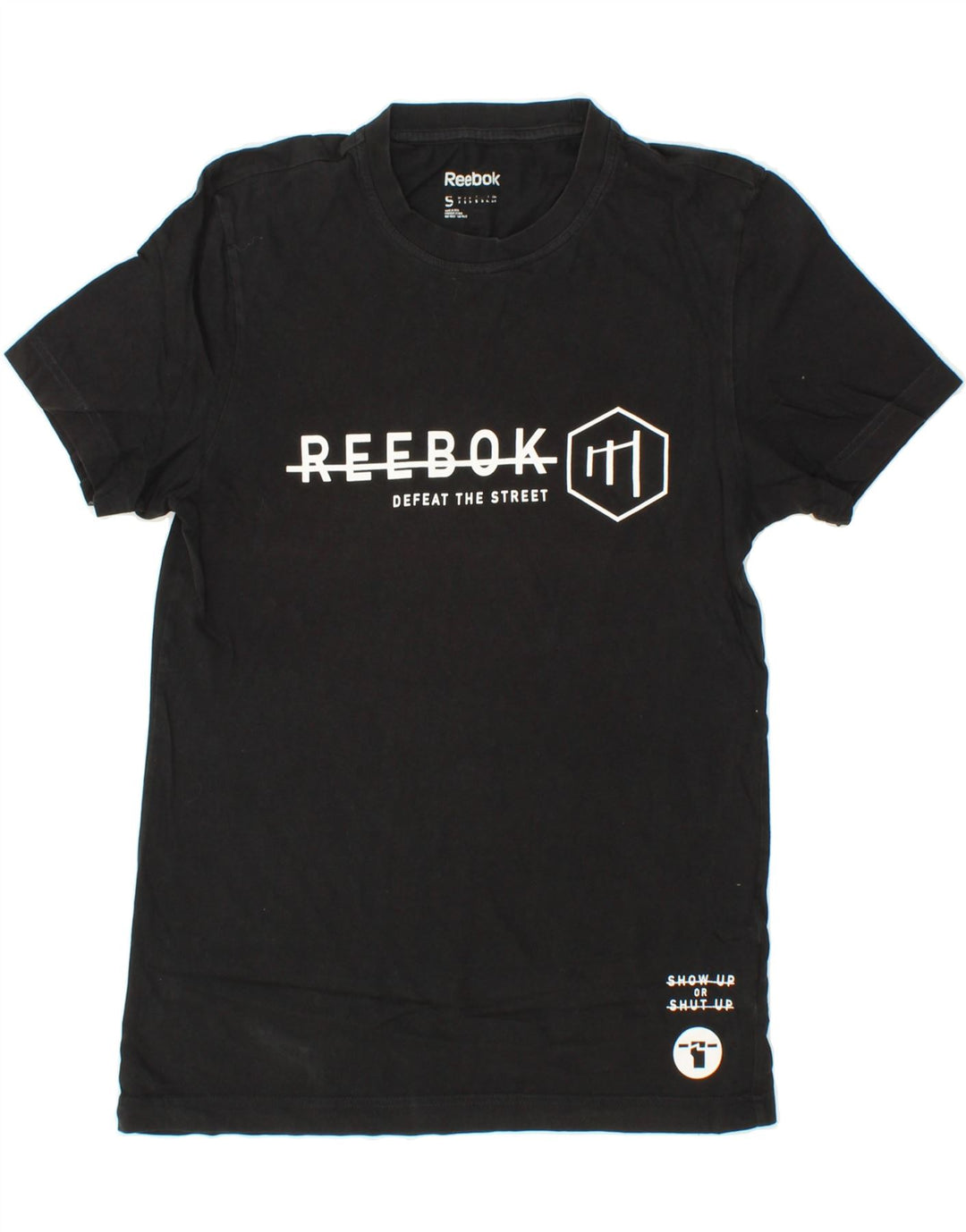 REEBOK Mens Graphic T-Shirt Top Small Black Cotton Vintage Reebok and Second-Hand Reebok from Messina Hembry 