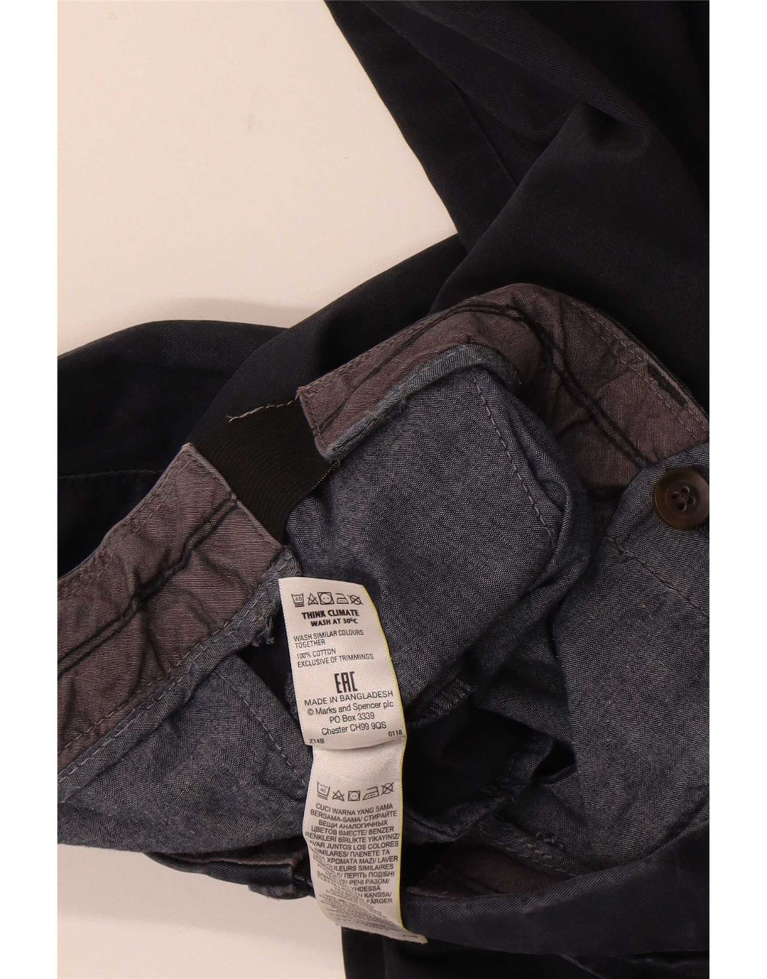 Pantaloni scurți chino pentru bărbați Marks & Spencer W34, mari, albastru, bumbac