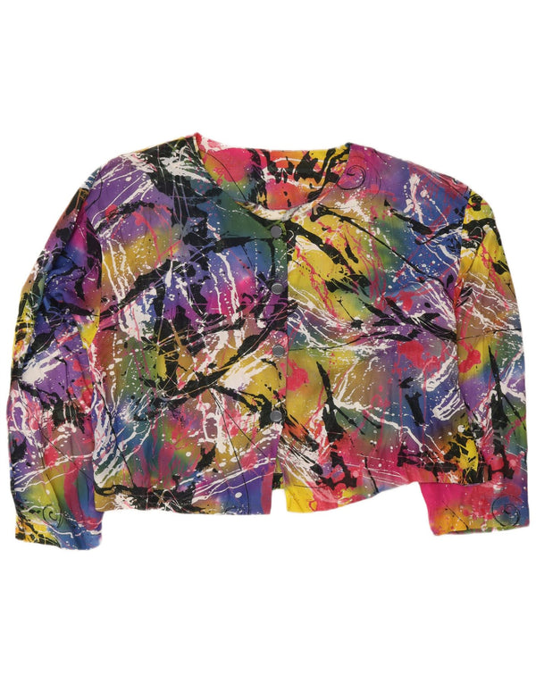Jachetă vintage pentru femei cu model abstract, UK 22 3XL, multicoloră